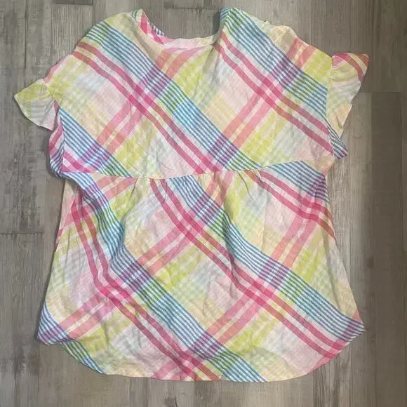 Crown & Ivy Women's Dolman Sleeve Split Neck Plaid Top size Medium - Picture 13 of 13